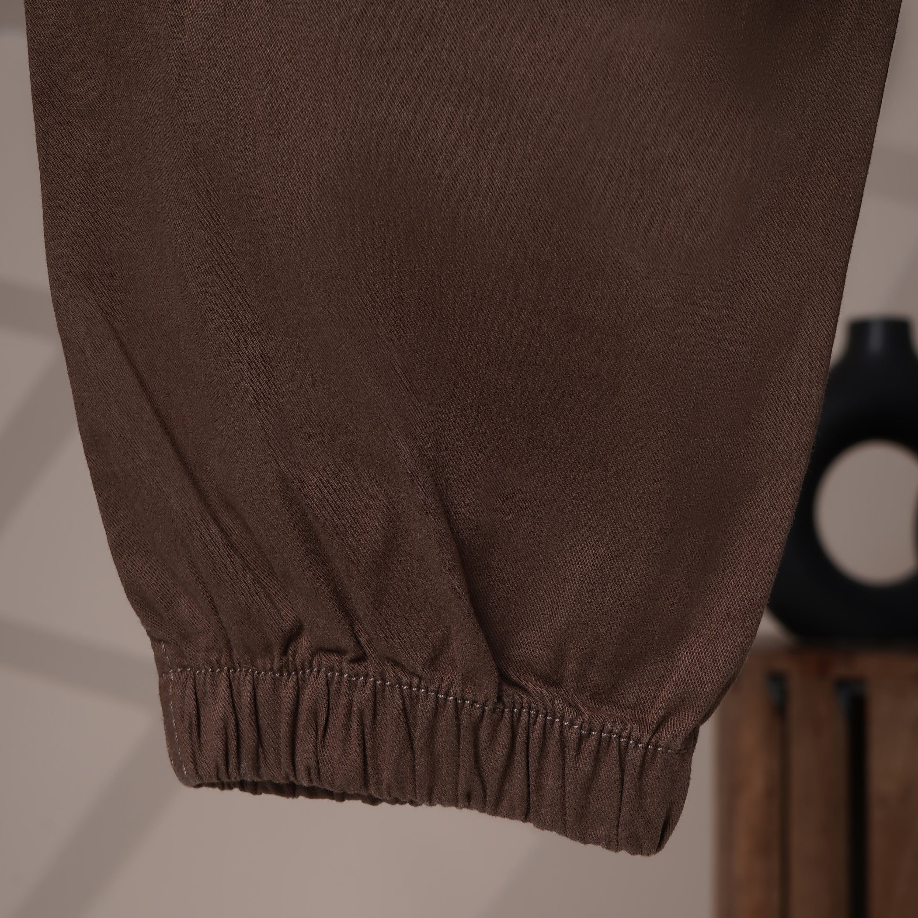 Mom N Genie Kid's Casual Brown Cargo Pants with Elastic Cuffs