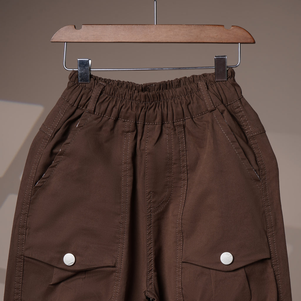 Mom N Genie Boys Jogger Trousers with Elastic Waist & Utility Pockets