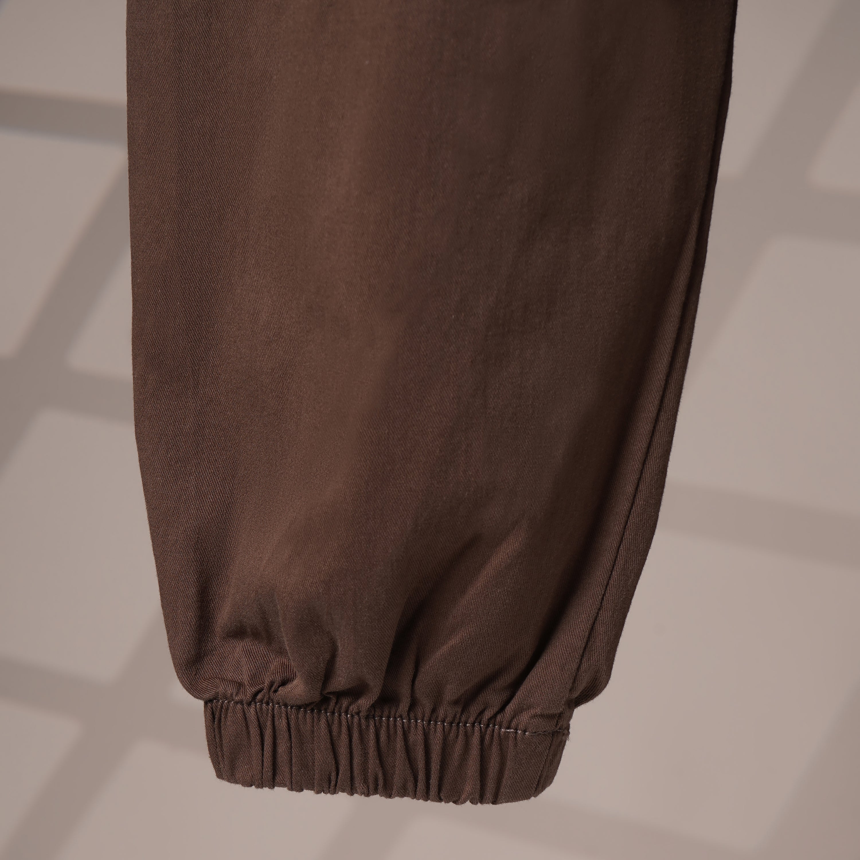 Mom N Genie Boys Brown Jogger Trousers with Elastic Waist & Utility Pockets