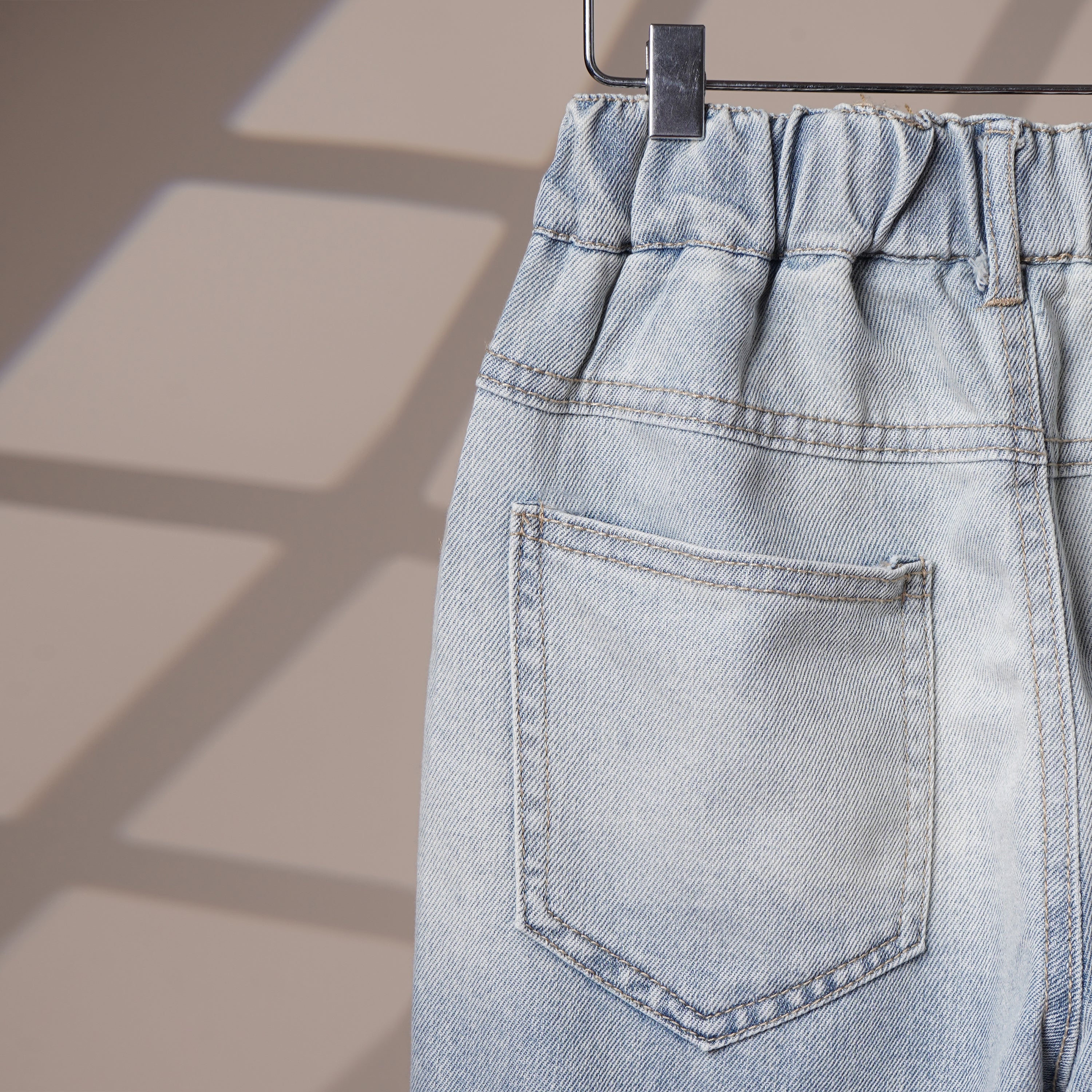 Mom N Genie Light Wash Denim Jeans with Abstract Math-Inspired Print