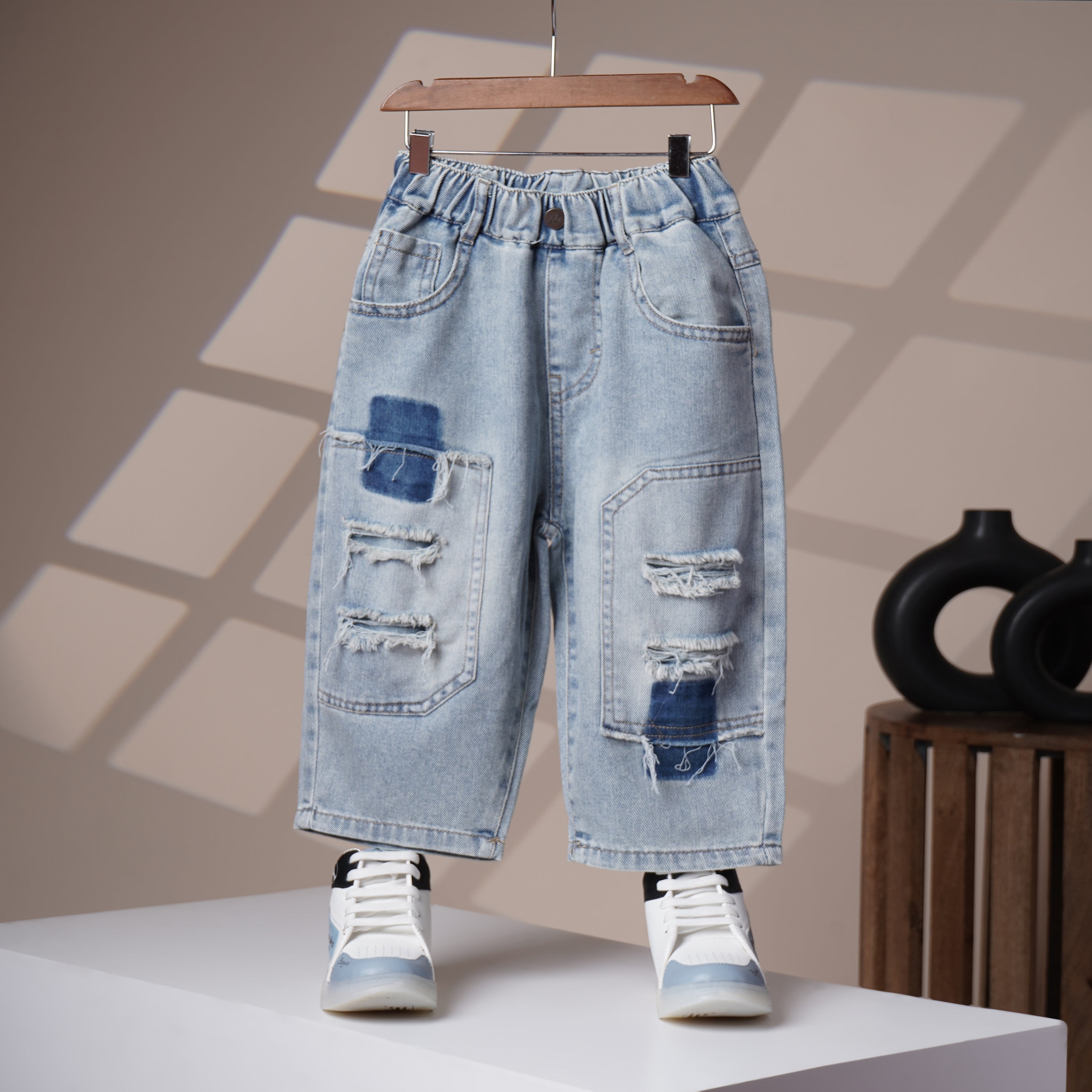 Mom N Genie Boys Stylish Distressed Denim