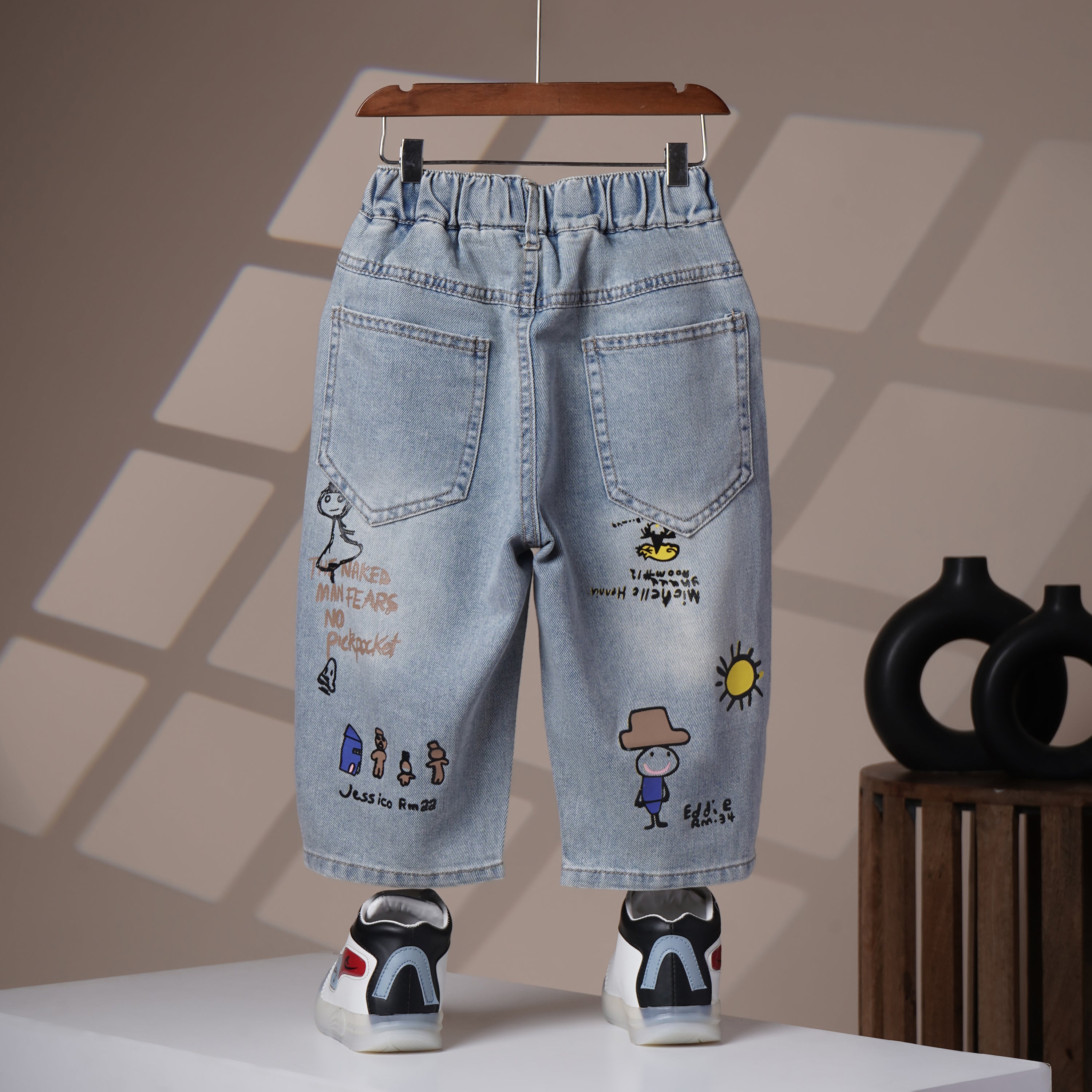 Mom N Genie Artistic Kids' Graphic Denim Shorts