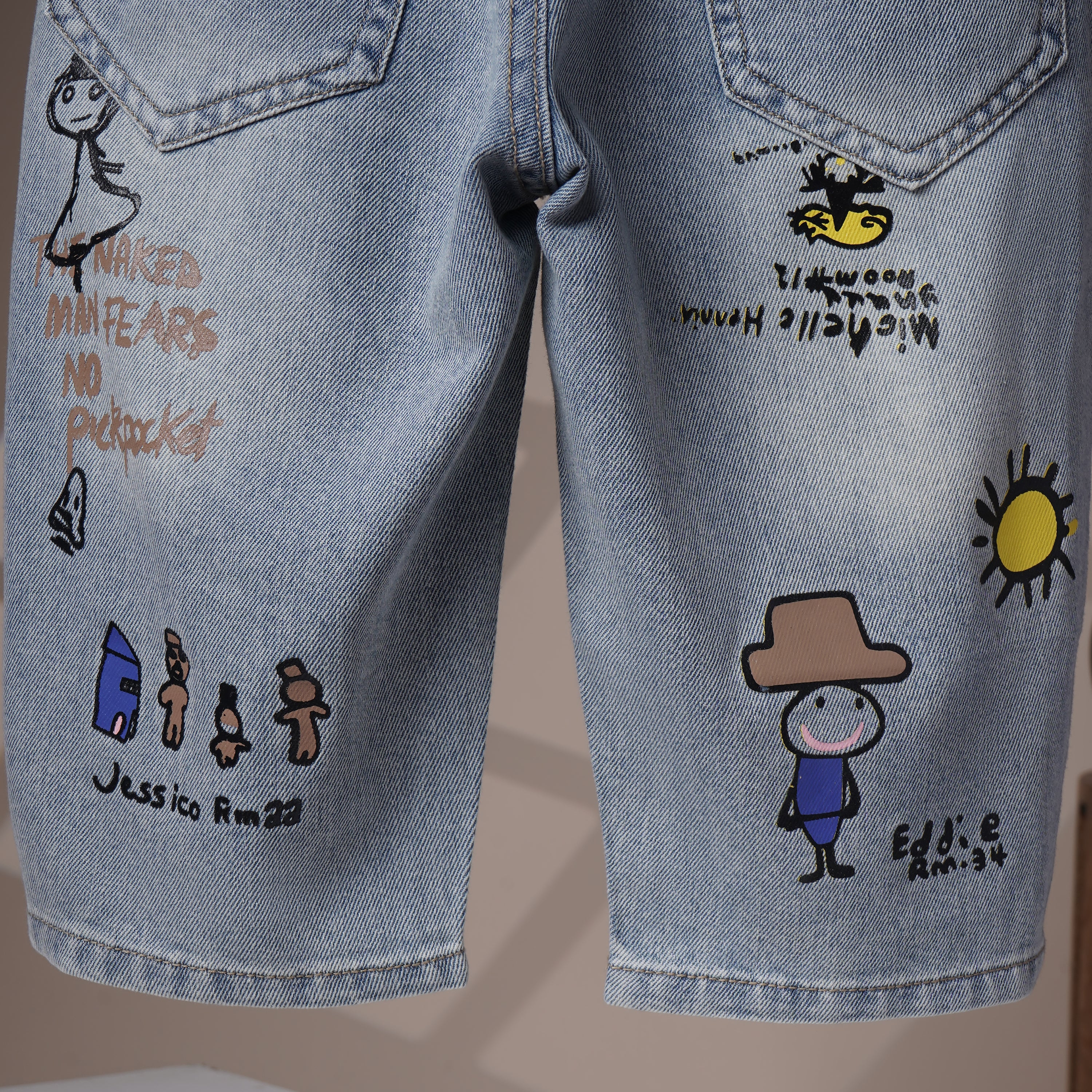 Mom N Genie Artistic Kids' Graphic Denim Shorts