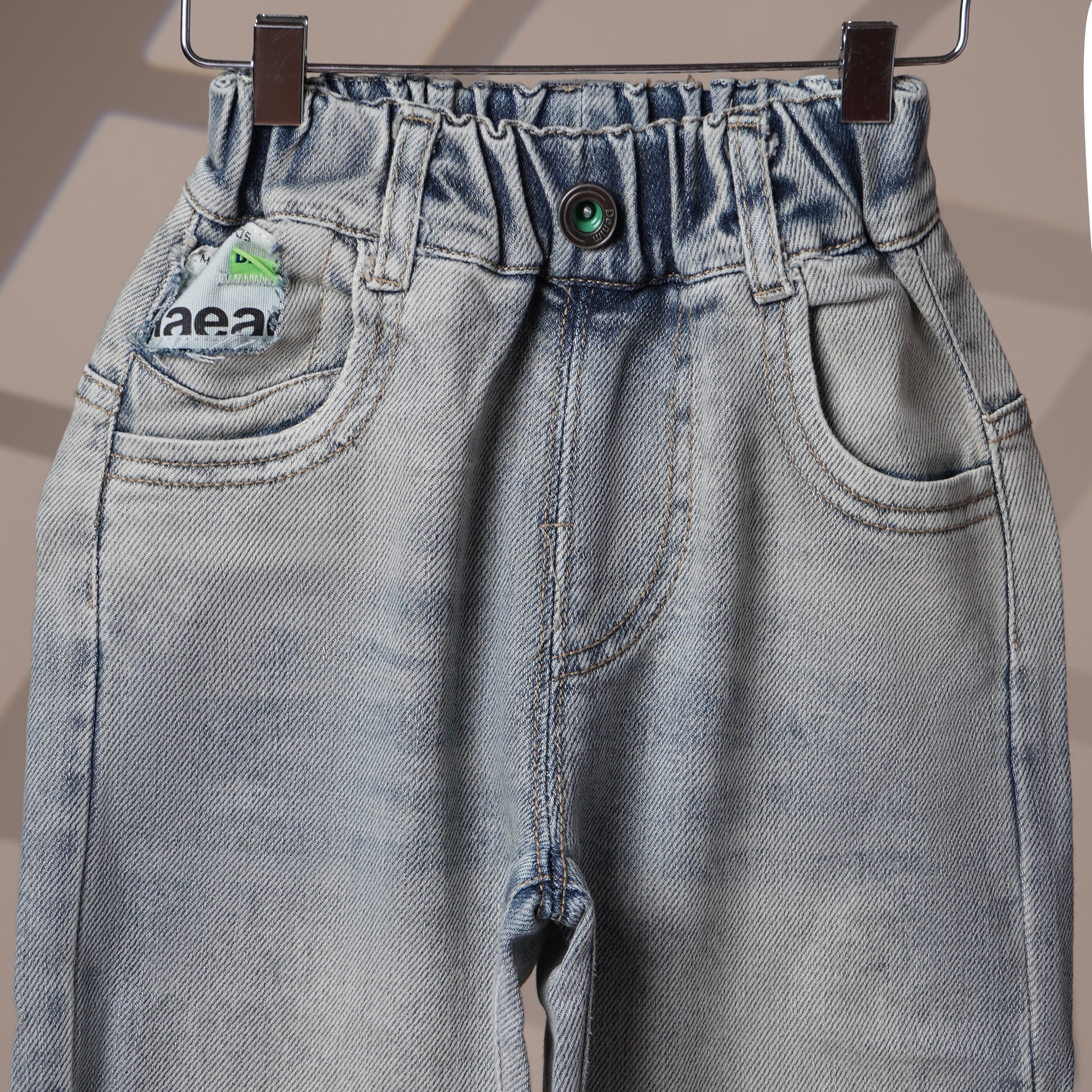 Mom N Genie Trendy Boys Denim Trousers with Stylish Embroidery