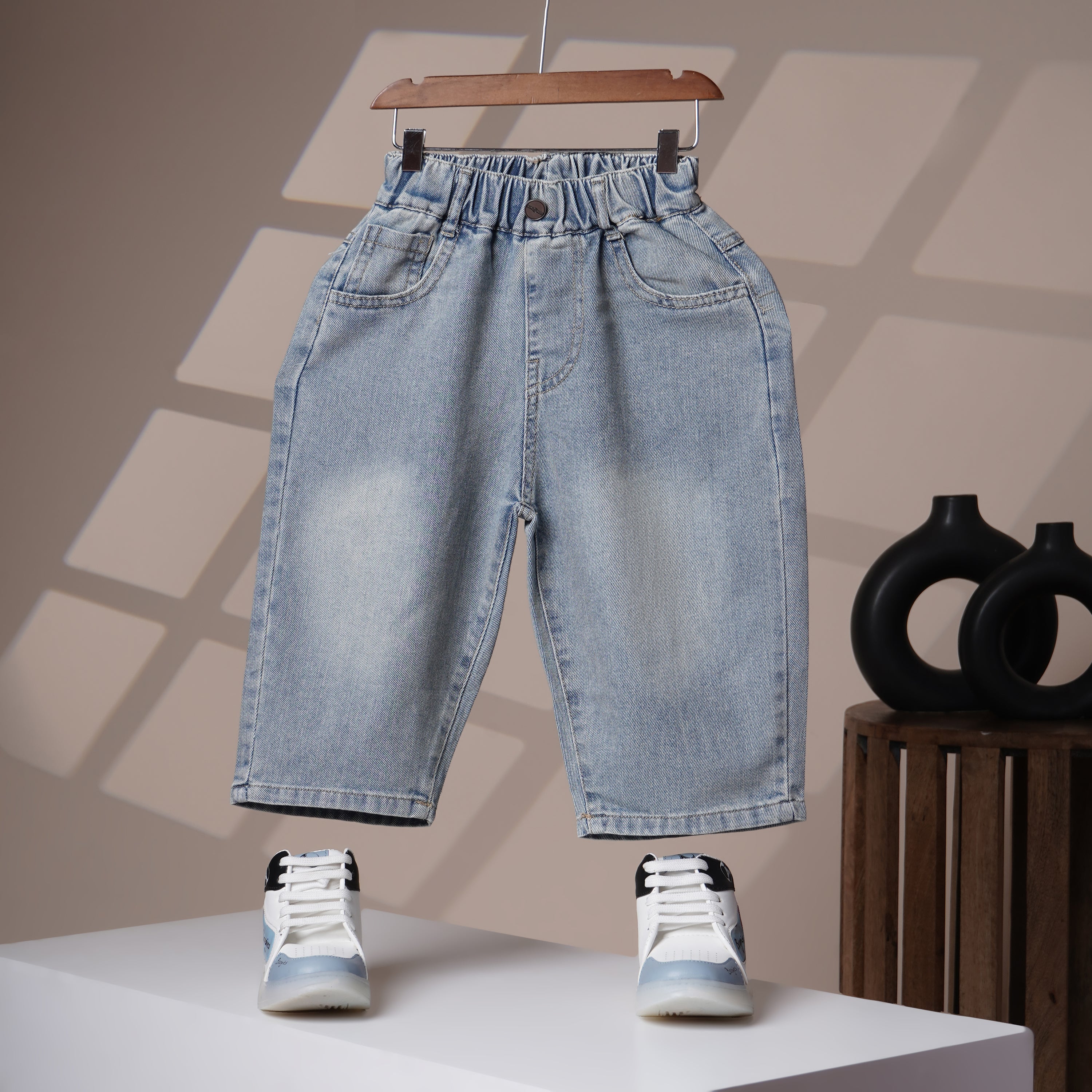 Mom N Genie Kids Denim Jeans with Graffiti Print