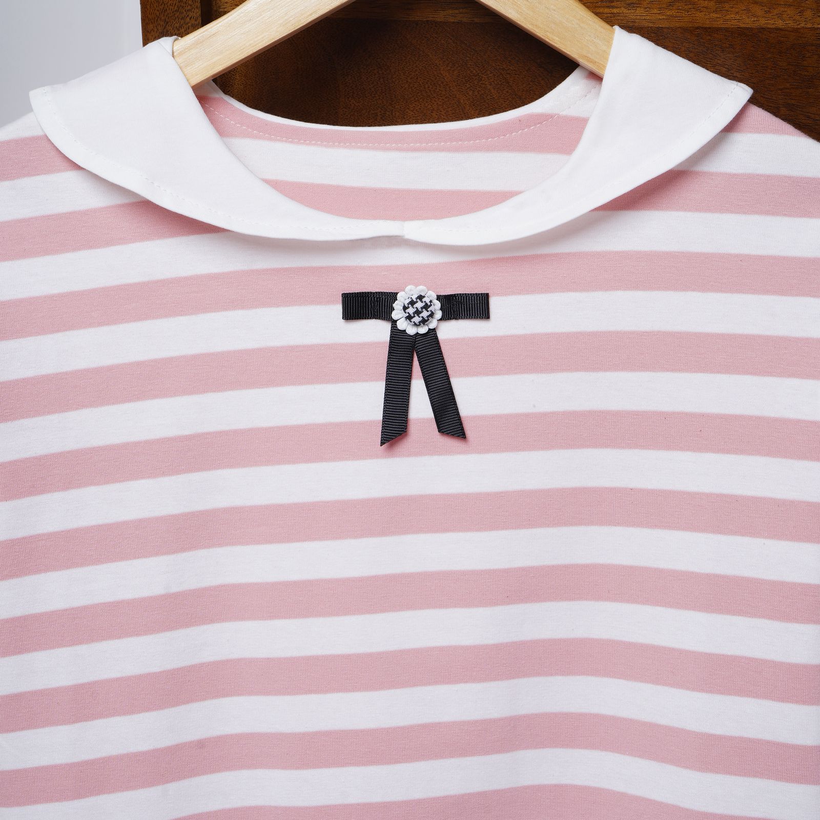 Mom N Genie Girls Striped Printed Cotton Tshirt
